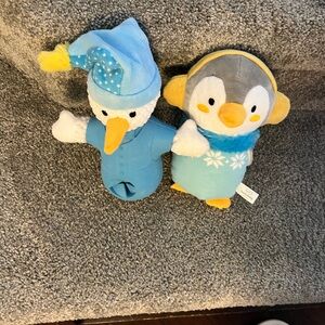 Blue Plush Penguin and Snowman Set - Soft Dog Toys